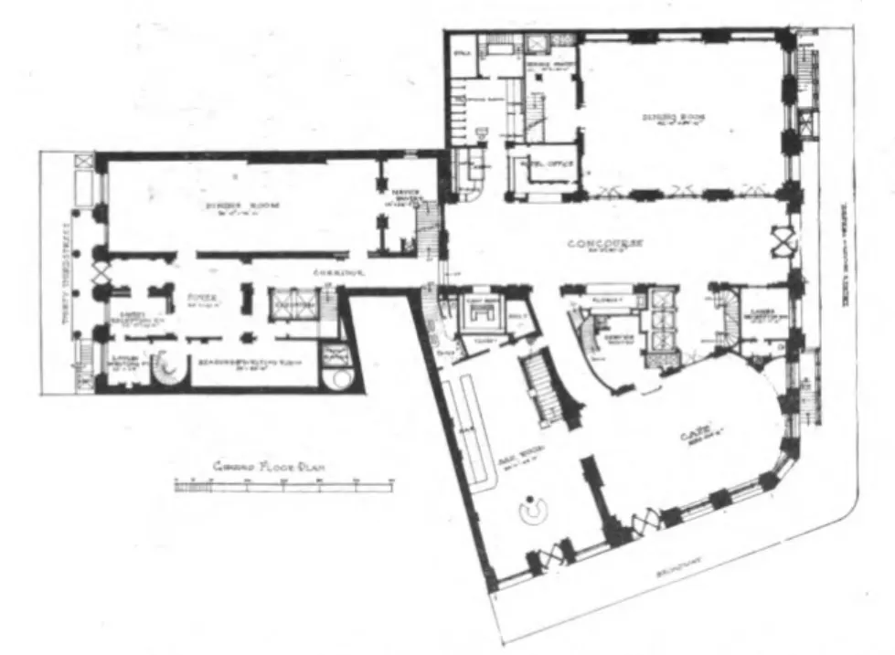 Floor plan with spatial notes